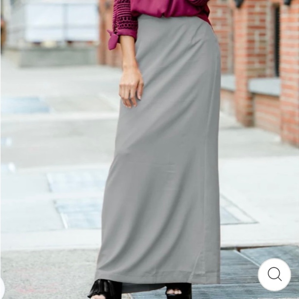 GRAY PENCIL MAXI SKIRT